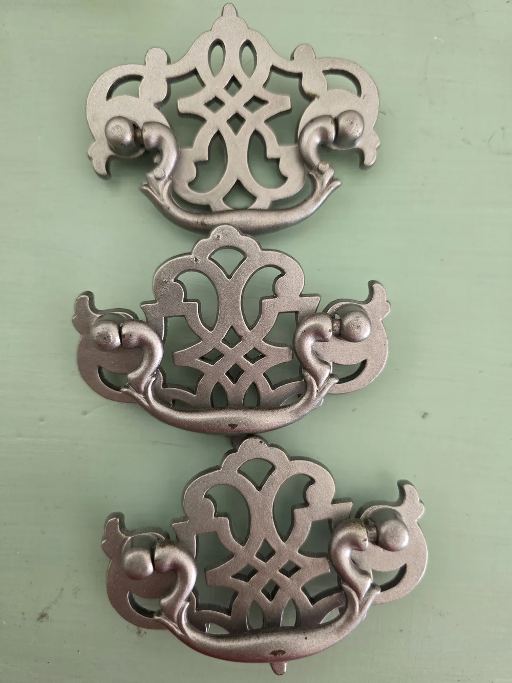 Antique-Style Silver Drawer Pulls - Set of 3